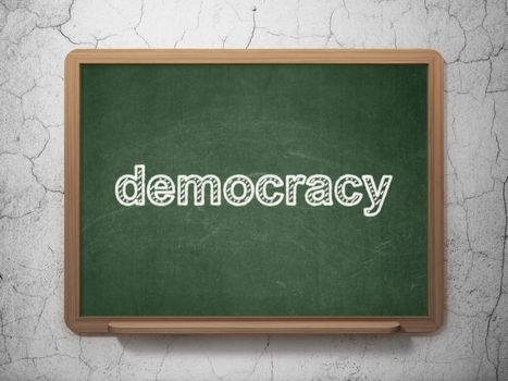 Politics concept: text Democracy on Green chalkboard on grunge wall background, 3D rendering