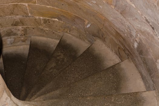 Thread staircase steps of a spiral staircase in a historic tower