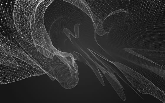 Abstract polygonal space low poly dark background with connecting dots and lines. Connection structure. 3d rendering