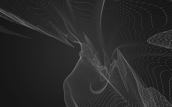 Abstract polygonal space low poly dark background with connecting dots and lines. Connection structure. 3d rendering