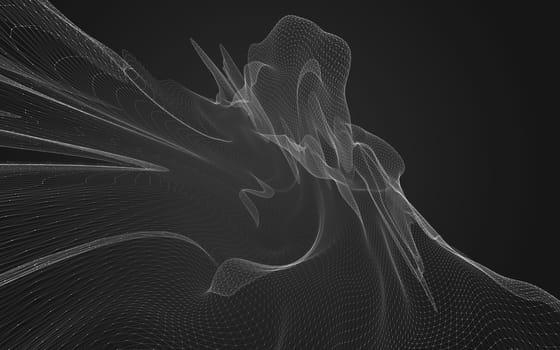 Abstract polygonal space low poly dark background with connecting dots and lines. Connection structure. 3d rendering