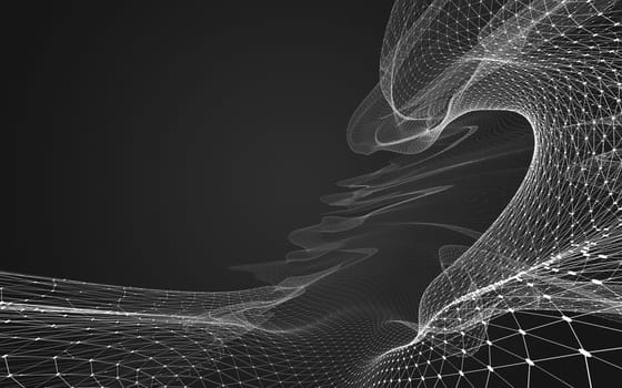 Abstract polygonal space low poly dark background with connecting dots and lines. Connection structure. 3d rendering