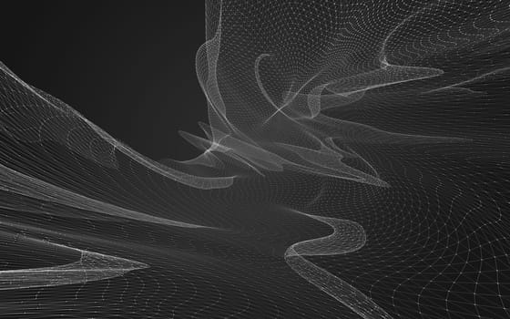 Abstract polygonal space low poly dark background with connecting dots and lines. Connection structure. 3d rendering