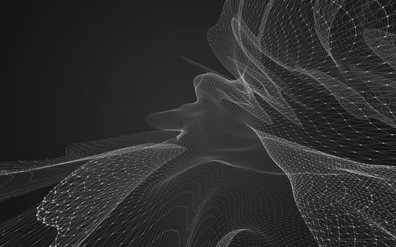 Abstract polygonal space low poly dark background with connecting dots and lines. Connection structure. 3d rendering