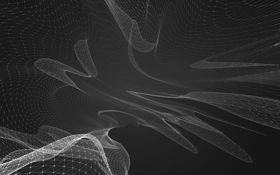 Abstract polygonal space low poly dark background with connecting dots and lines. Connection structure. 3d rendering