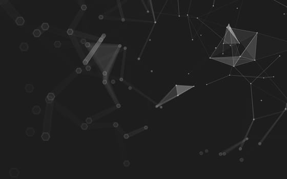 Abstract polygonal space low poly dark background with connecting dots and lines. Connection structure. 3d rendering