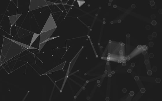 Abstract polygonal space low poly dark background with connecting dots and lines. Connection structure. 3d rendering