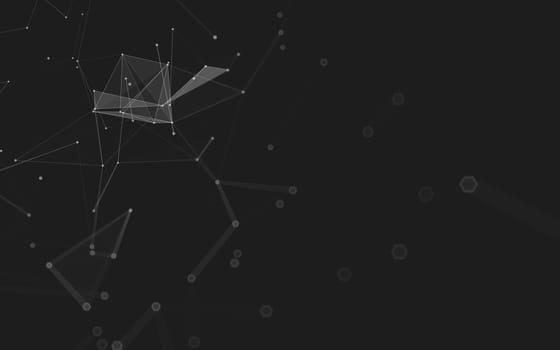 Abstract polygonal space low poly dark background with connecting dots and lines. Connection structure. 3d rendering