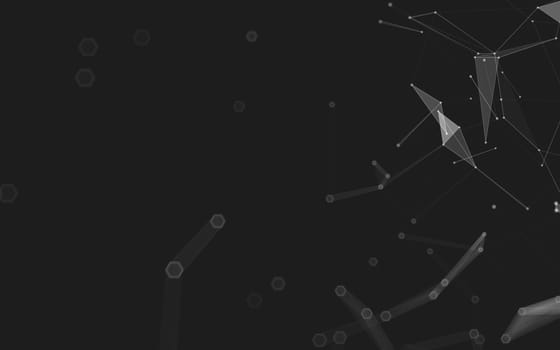 Abstract polygonal space low poly dark background with connecting dots and lines. Connection structure. 3d rendering