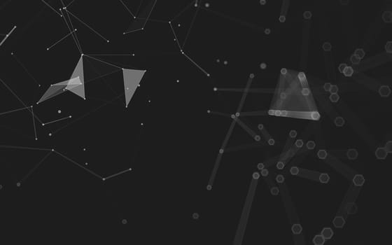 Abstract polygonal space low poly dark background with connecting dots and lines. Connection structure. 3d rendering