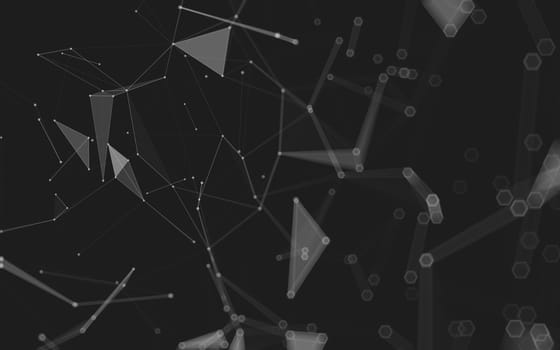 Abstract polygonal space low poly dark background with connecting dots and lines. Connection structure. 3d rendering