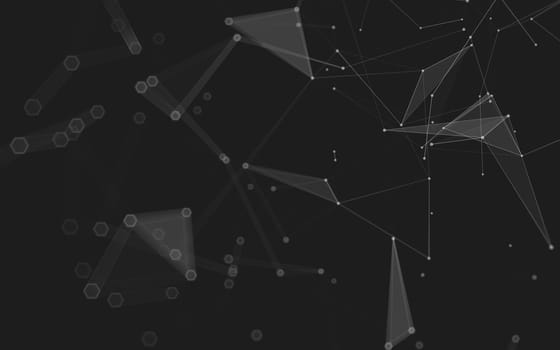 Abstract polygonal space low poly dark background with connecting dots and lines. Connection structure. 3d rendering