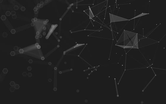 Abstract polygonal space low poly dark background with connecting dots and lines. Connection structure. 3d rendering