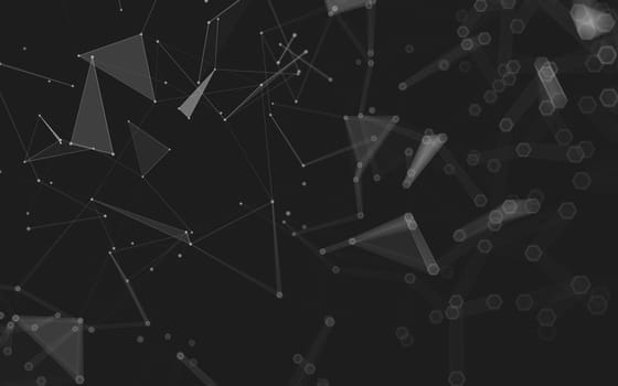 Abstract polygonal space low poly dark background with connecting dots and lines. Connection structure. 3d rendering