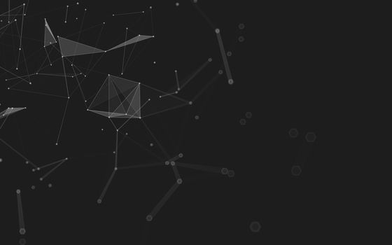 Abstract polygonal space low poly dark background with connecting dots and lines. Connection structure. 3d rendering