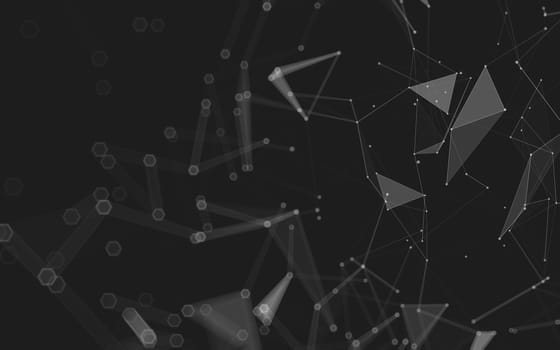 Abstract polygonal space low poly dark background with connecting dots and lines. Connection structure. 3d rendering