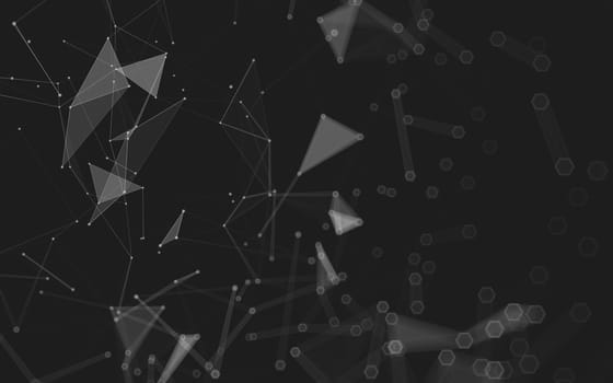 Abstract polygonal space low poly dark background with connecting dots and lines. Connection structure. 3d rendering