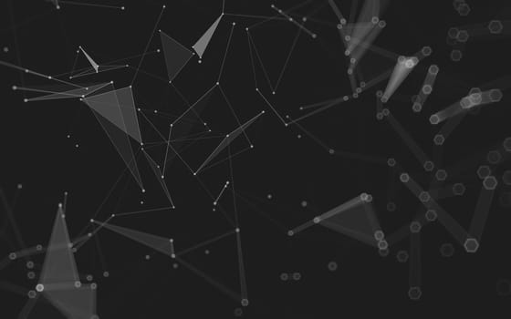 Abstract polygonal space low poly dark background with connecting dots and lines. Connection structure. 3d rendering