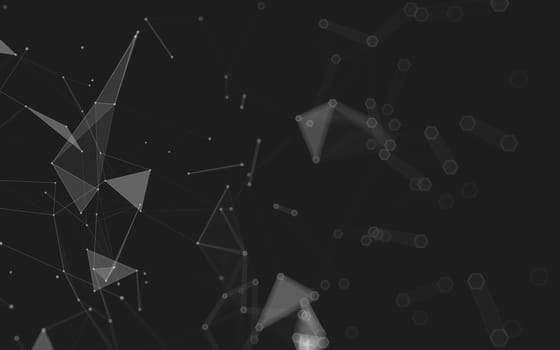 Abstract polygonal space low poly dark background with connecting dots and lines. Connection structure. 3d rendering