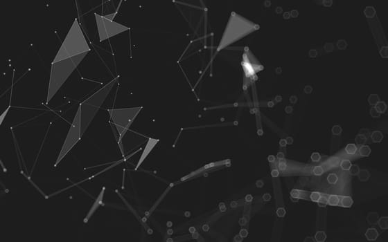 Abstract polygonal space low poly dark background with connecting dots and lines. Connection structure. 3d rendering