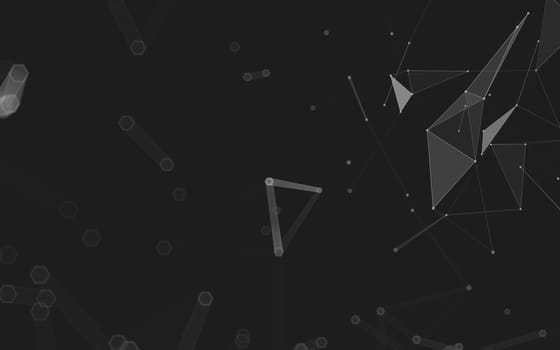 Abstract polygonal space low poly dark background with connecting dots and lines. Connection structure. 3d rendering