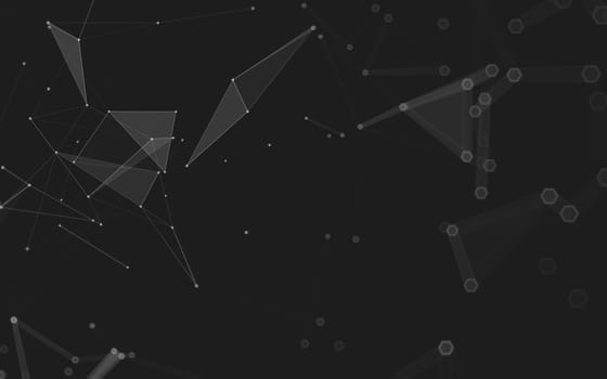 Abstract polygonal space low poly dark background with connecting dots and lines. Connection structure. 3d rendering