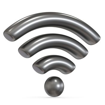 Metal grey WiFi sign 3D render illustration isolated on white background