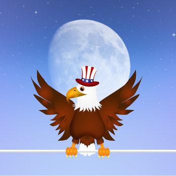 illustration of eagle with American hat