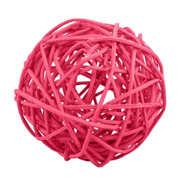 Red wicker ball isolated on a white background