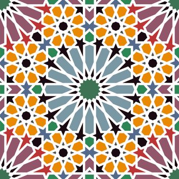 Arabesque. Traditional Arabian mosaic tile. Seamless pattern. Vector illustration.