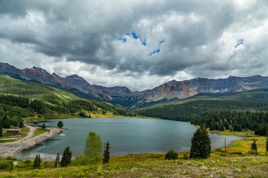 The San Juan Skyway forms a 233 mile loop in southwest Colorado traversing the heart of the San Juan Mountains festuring breathtaking mountain views and includes the portion of US 550 between Silverton and Ouray known as the Million Dollar Highway.