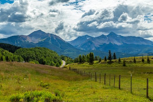 The San Juan Skyway forms a 233 mile loop in southwest Colorado traversing the heart of the San Juan Mountains festuring breathtaking mountain views and includes the portion of US 550 between Silverton and Ouray known as the Million Dollar Highway.