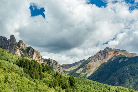 The San Juan Skyway forms a 233 mile loop in southwest Colorado traversing the heart of the San Juan Mountains festuring breathtaking mountain views and includes the portion of US 550 between Silverton and Ouray known as the Million Dollar Highway.