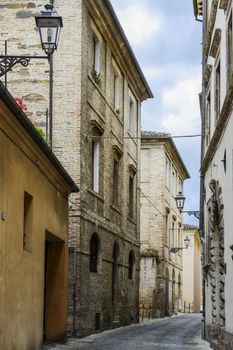 Narrow street in San Severino Marche Italy