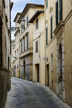 Narrow street in San Severino Marche Italy