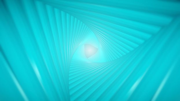 Futuristic tunnel consisting of twisted triangles. At the end of the flash. 3d rendering