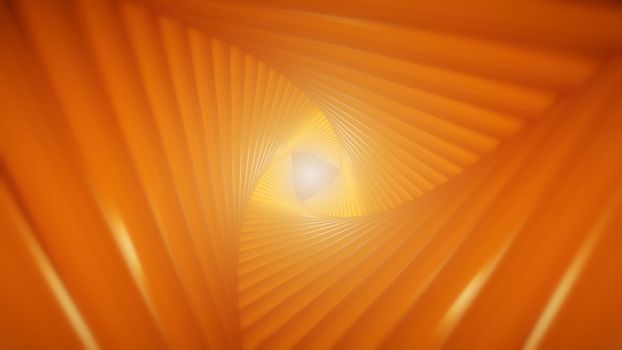 Futuristic tunnel consisting of twisted triangles. At the end of the flash. 3d rendering