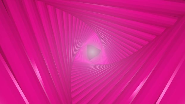 Futuristic tunnel consisting of twisted triangles. At the end of the flash. 3d rendering
