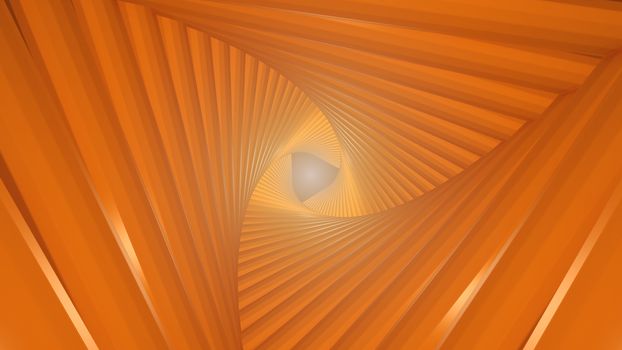 Futuristic tunnel consisting of twisted triangles. At the end of the flash. 3d rendering