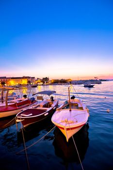 Supetar waterfront harbor evening view, Island of Brac, Dalmatia, Croatia