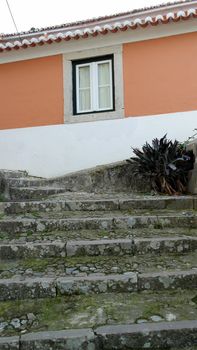 Detail of some stairs and an old building, Sintra, Portugal