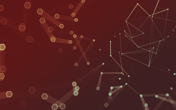 Abstract polygonal space low poly dark background with connecting dots and lines. Connection structure. 3d rendering