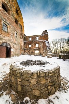 Grodno castle courtyard in winter - Poland