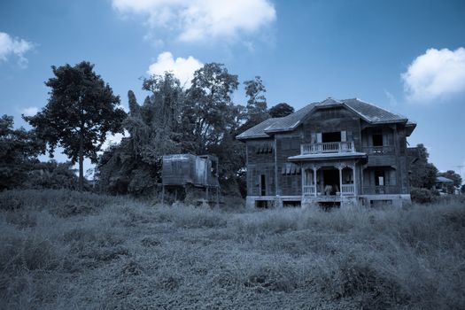 abandoned old house on twilight