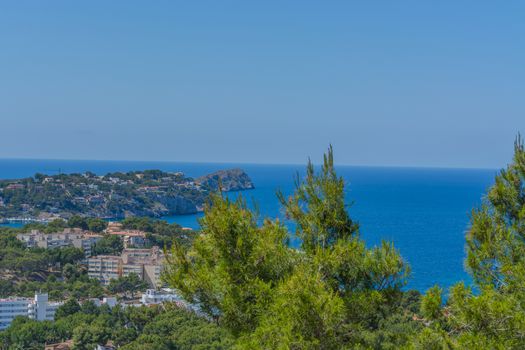 Panorama of the bay Paguera photographed from the mountain in Costa de la Calma.