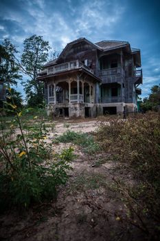 abandoned old house on twilight