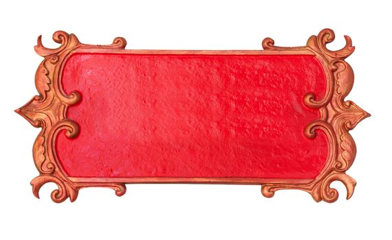 Red metal art frame isolated on white background