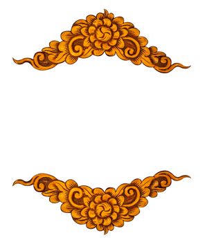 Pattern of wood frame carve flower on white background