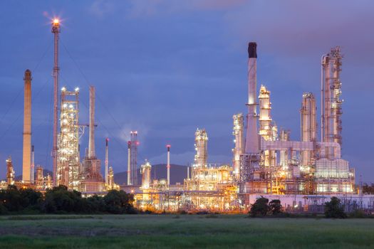 Industrial view at oil refinery plant form industry zone