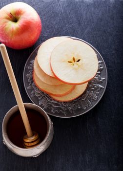 Honey and apples for Rosh Hashanah. Jewish Holidays